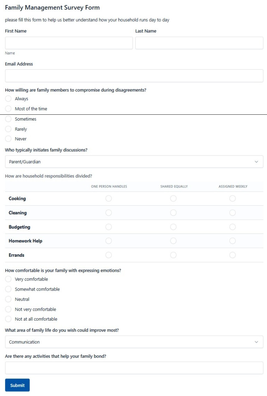 Family Management Survey Form