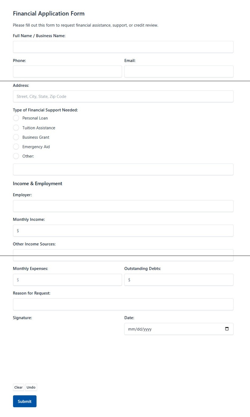 Financial Application Form