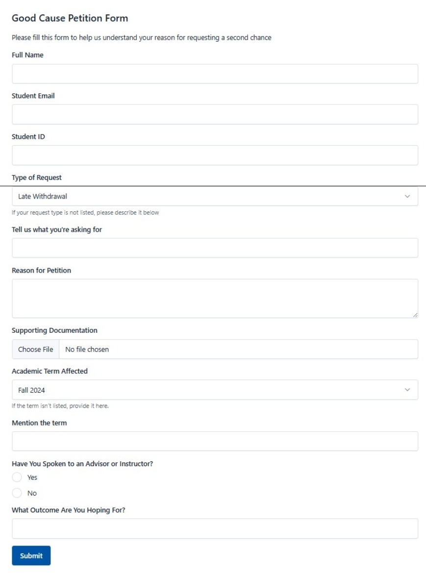 Good Cause Petition Form