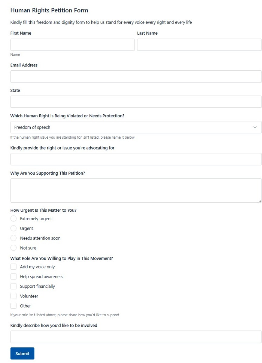 Human Rights Petition Form