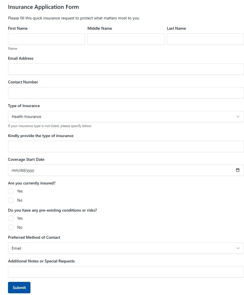 Insurance Application Form