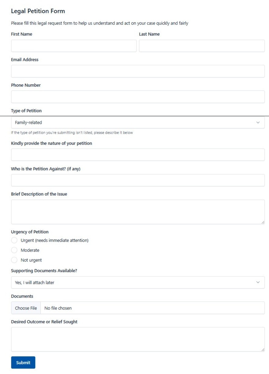 Legal Petition Form