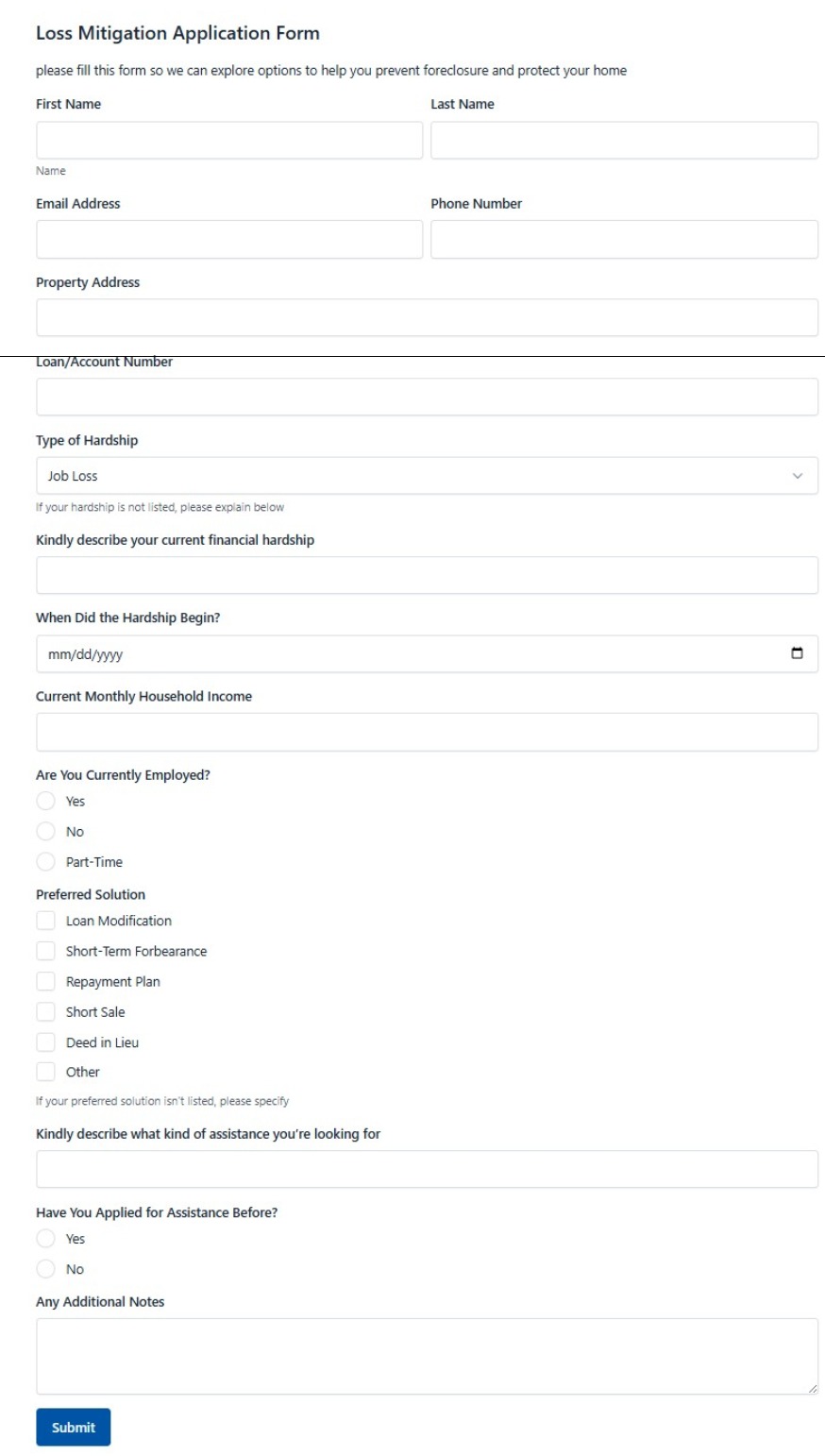 Loss Mitigation Application Form