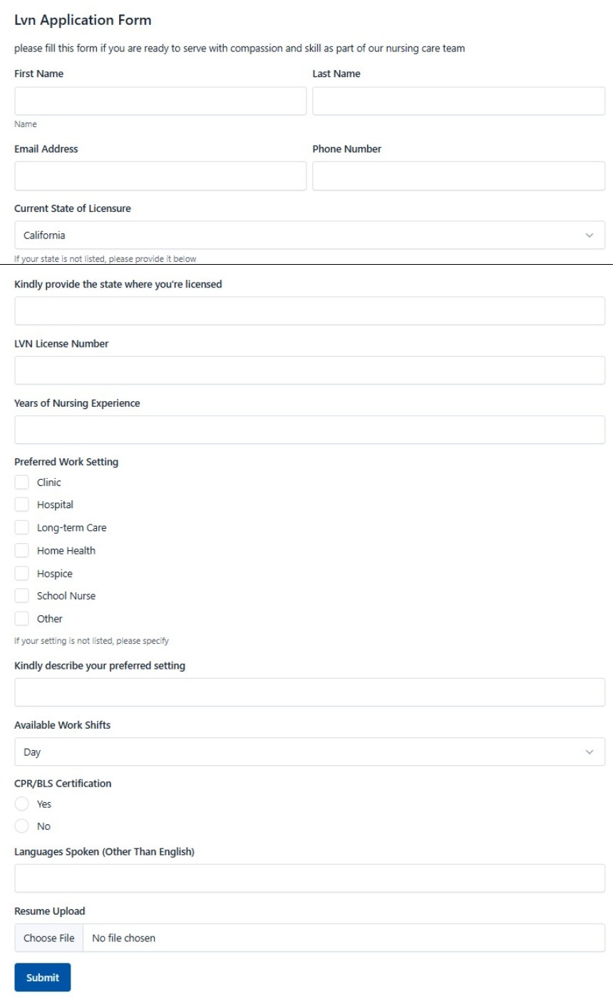 Lvn Application Form