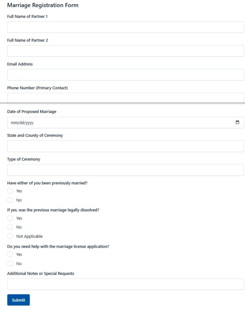 Marriage Registration Form