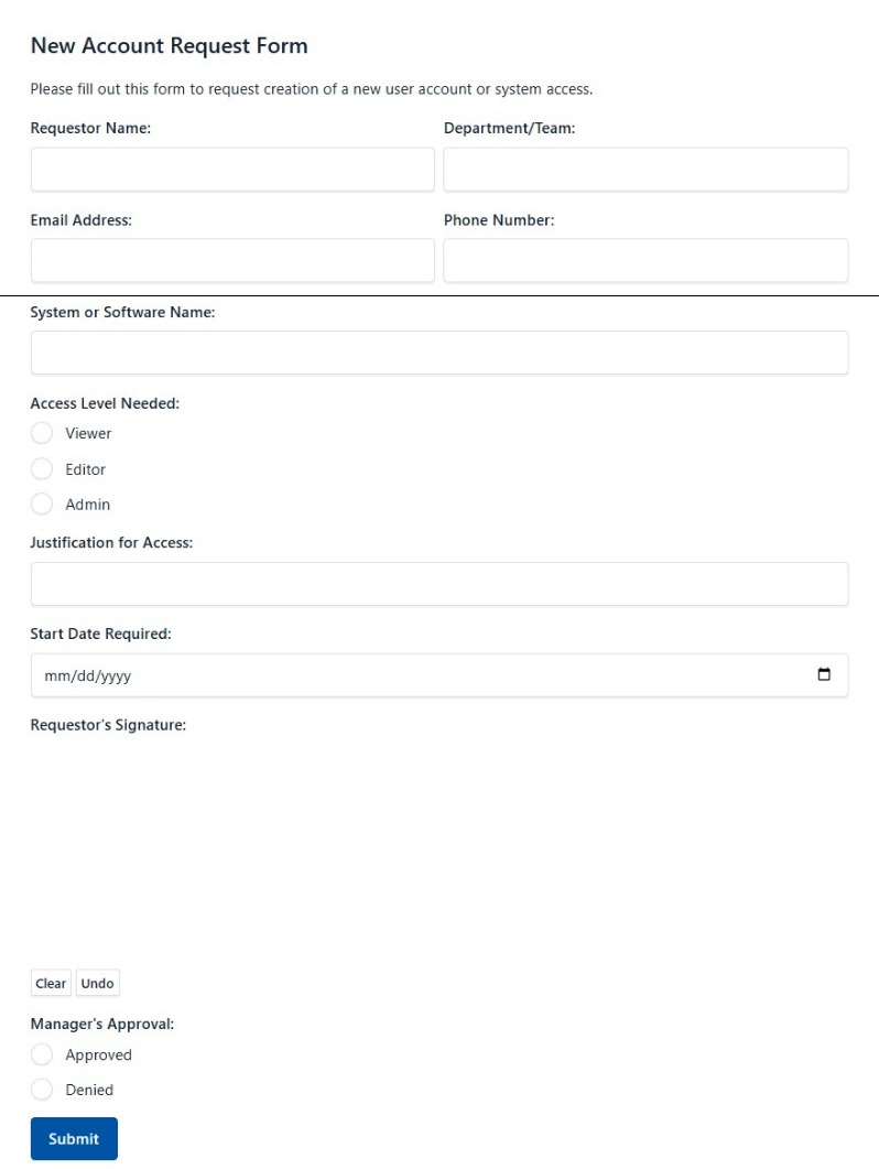 New Account Request Form