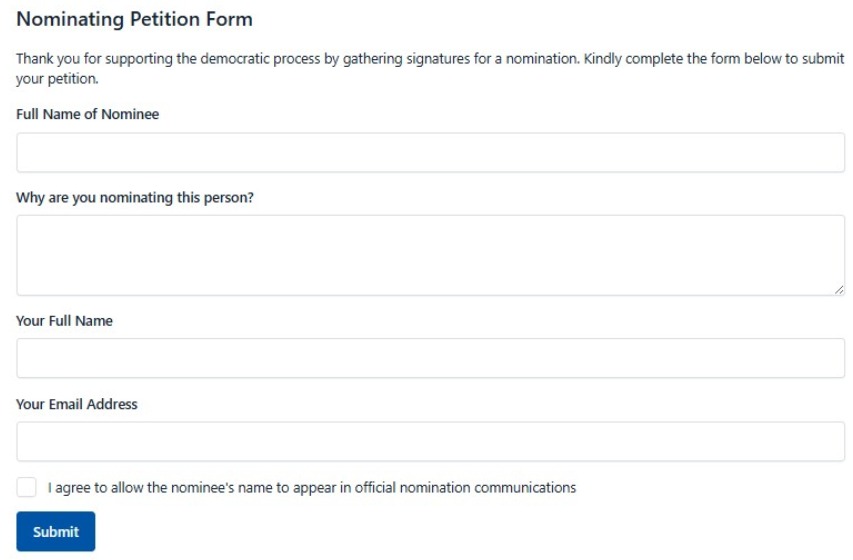 Nominating Petition Form