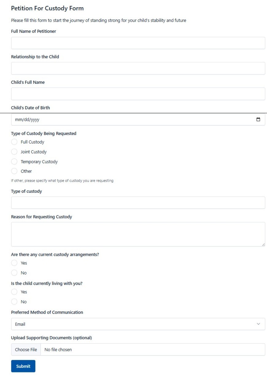 Petition For Custody Form