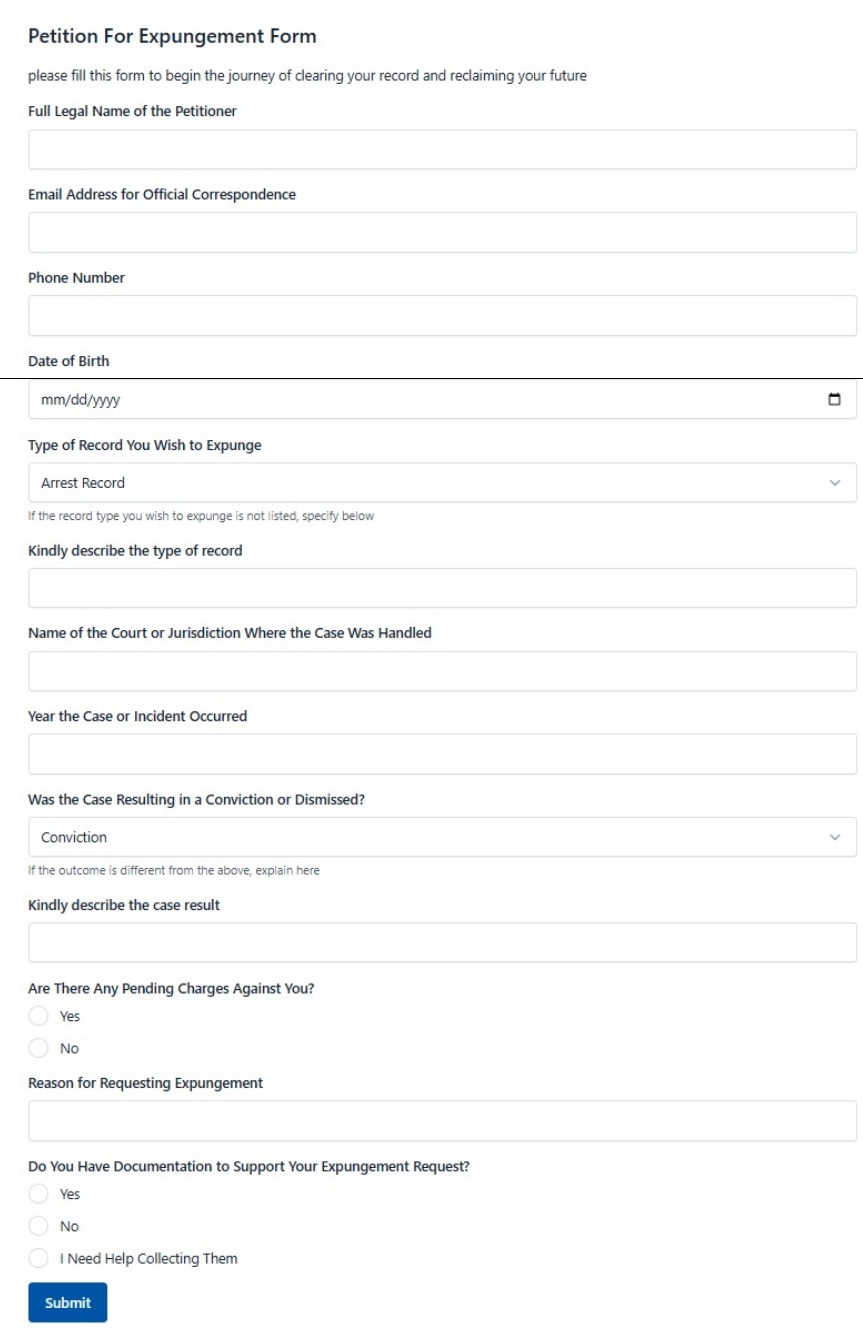 Petition For Expungement Form