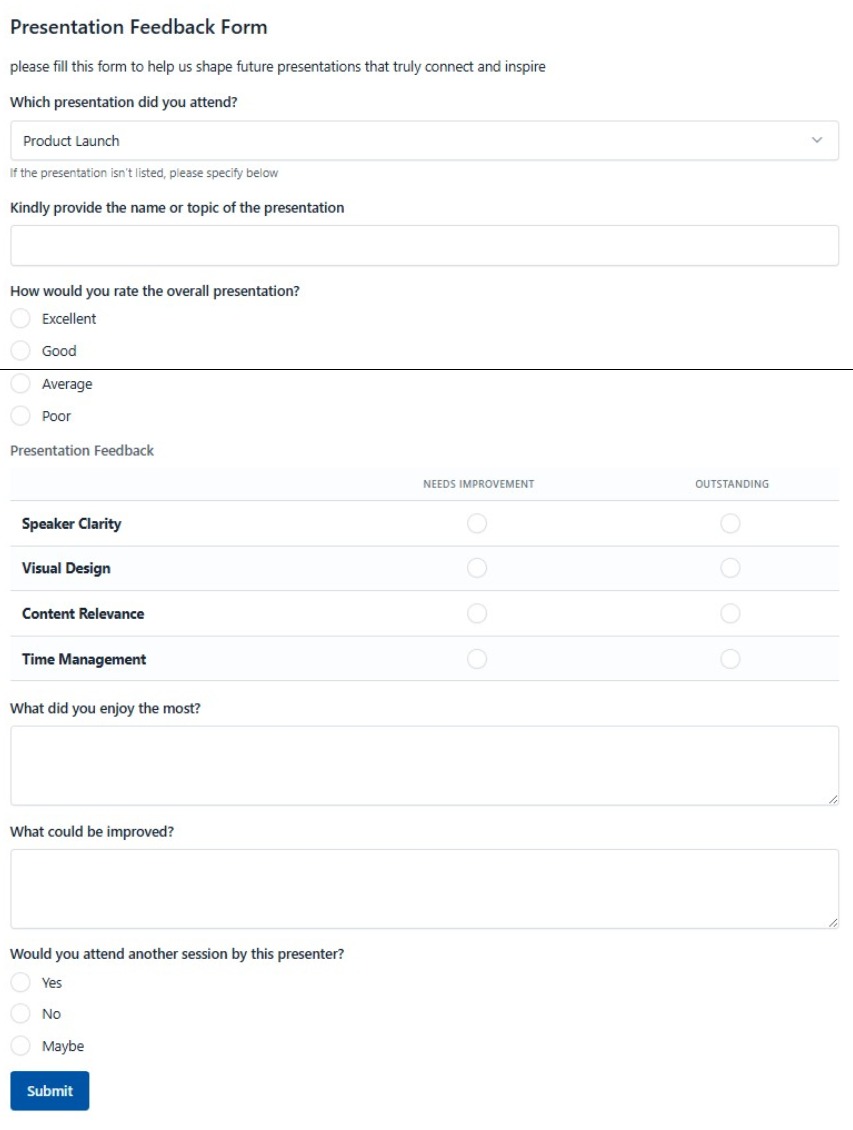 Presentation Feedback Form