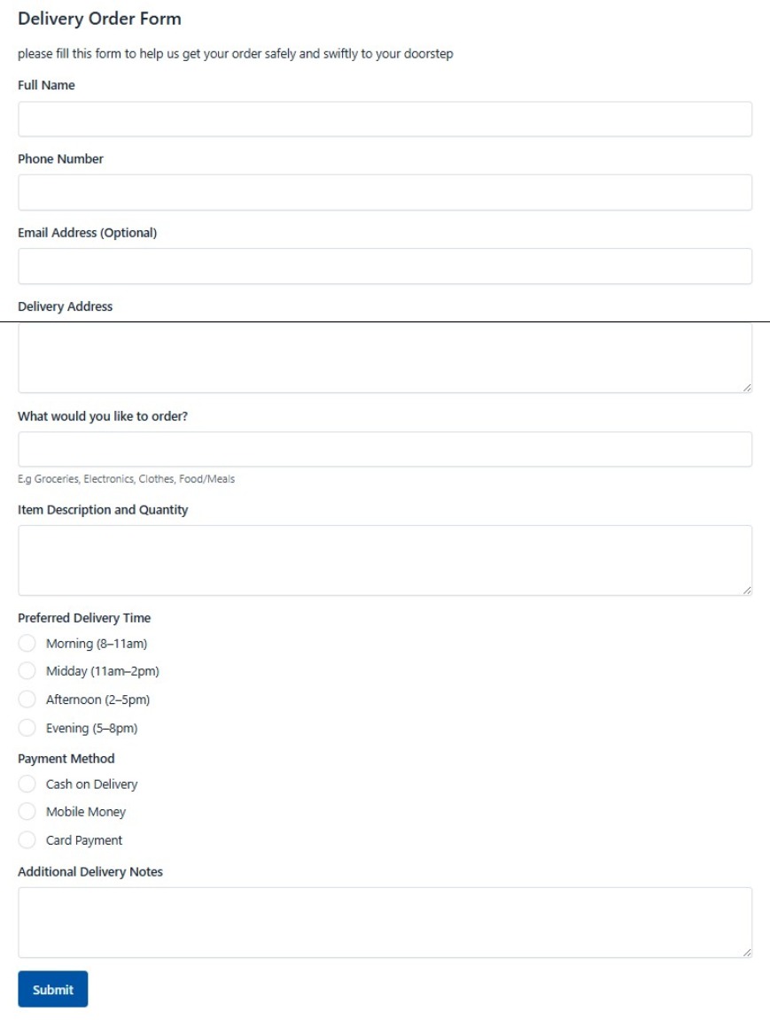 Property Purchase Order Form