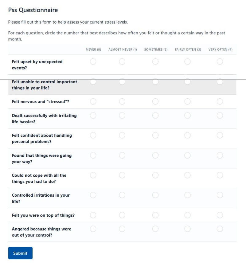 Pss Questionnaire