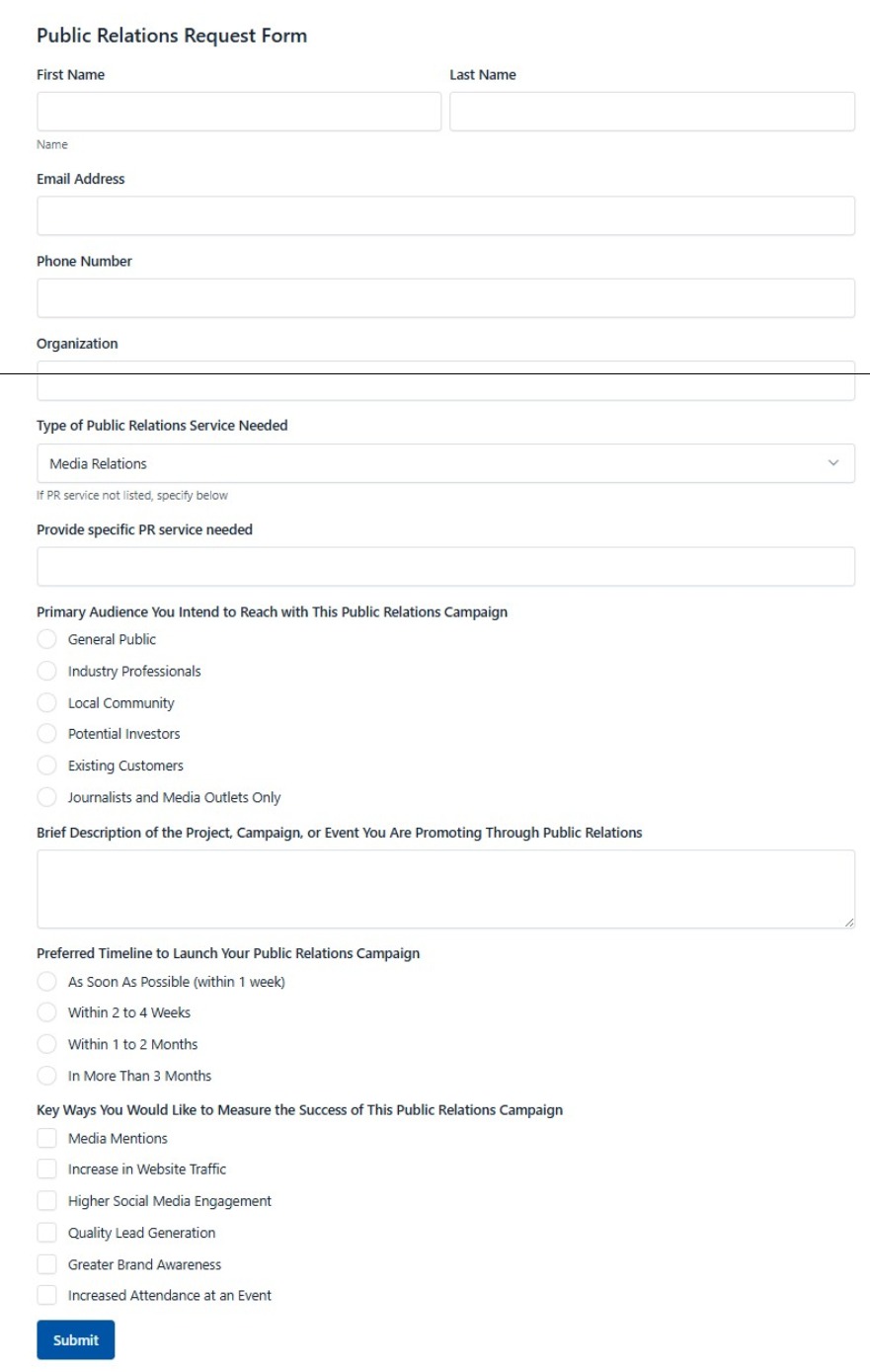 Public Relations Request Form