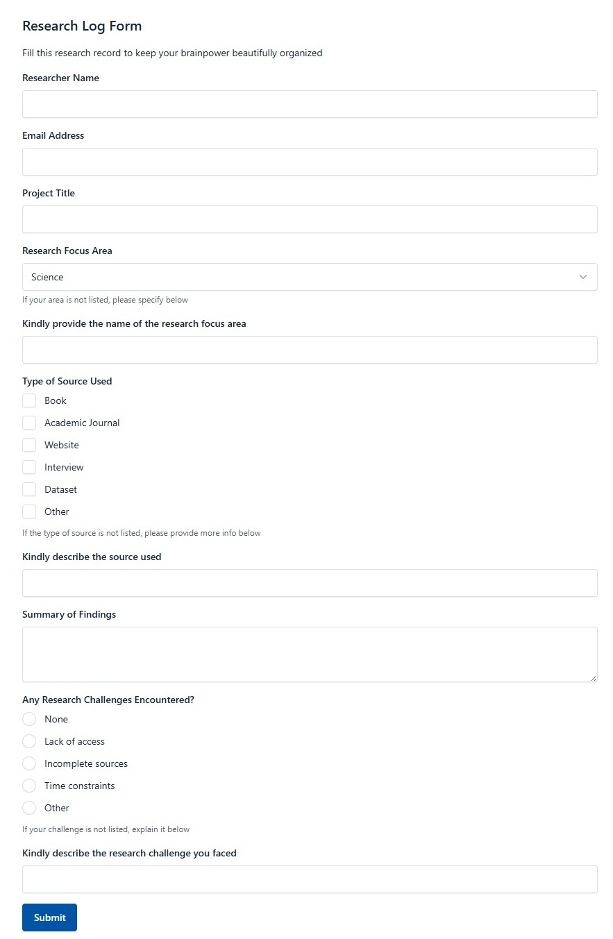 Research Log Form