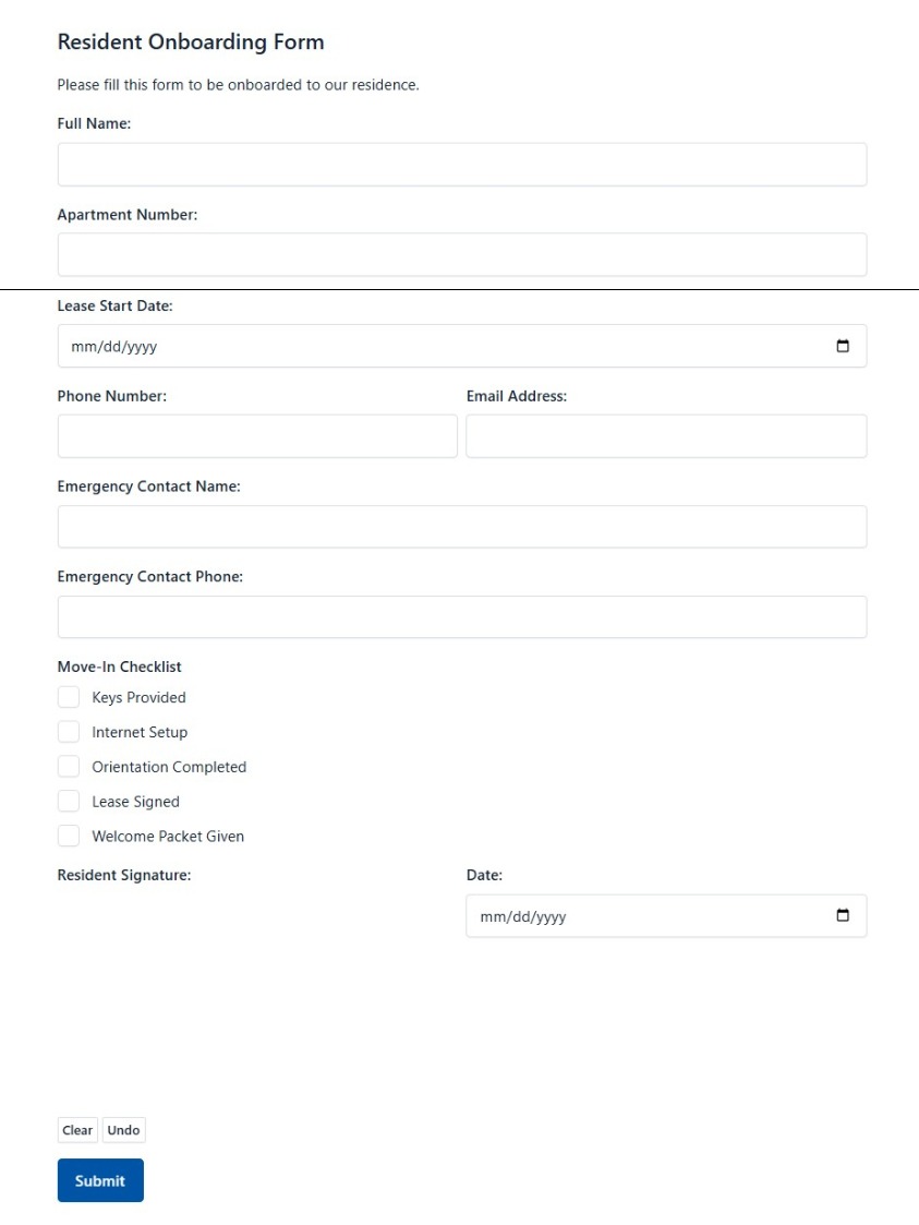 Resident Onboarding Form