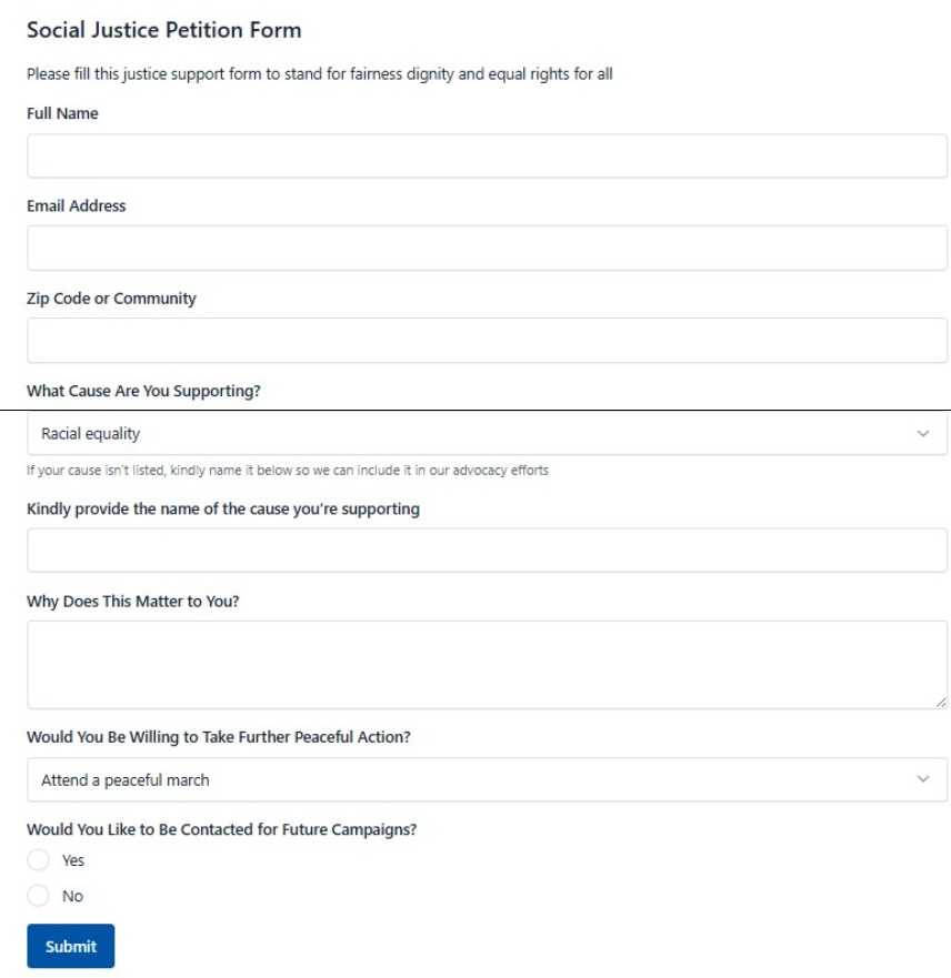 Social Justice Petition Form