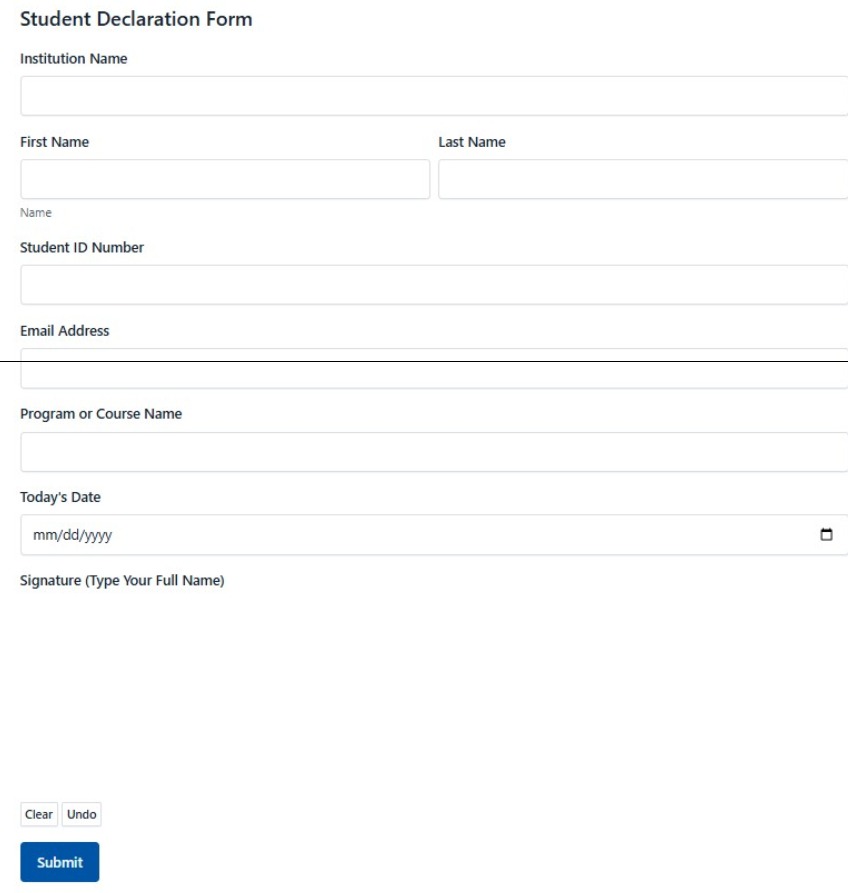 Student Declaration Form