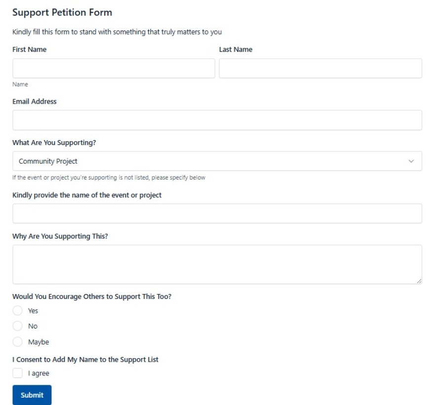 Support Petition Form