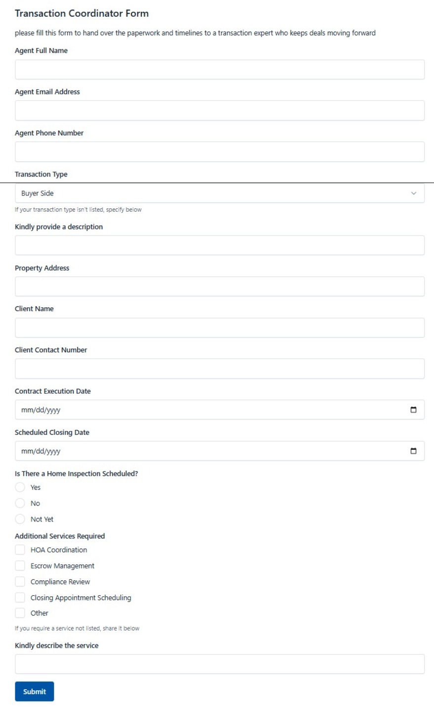 Transaction Coordinator Form