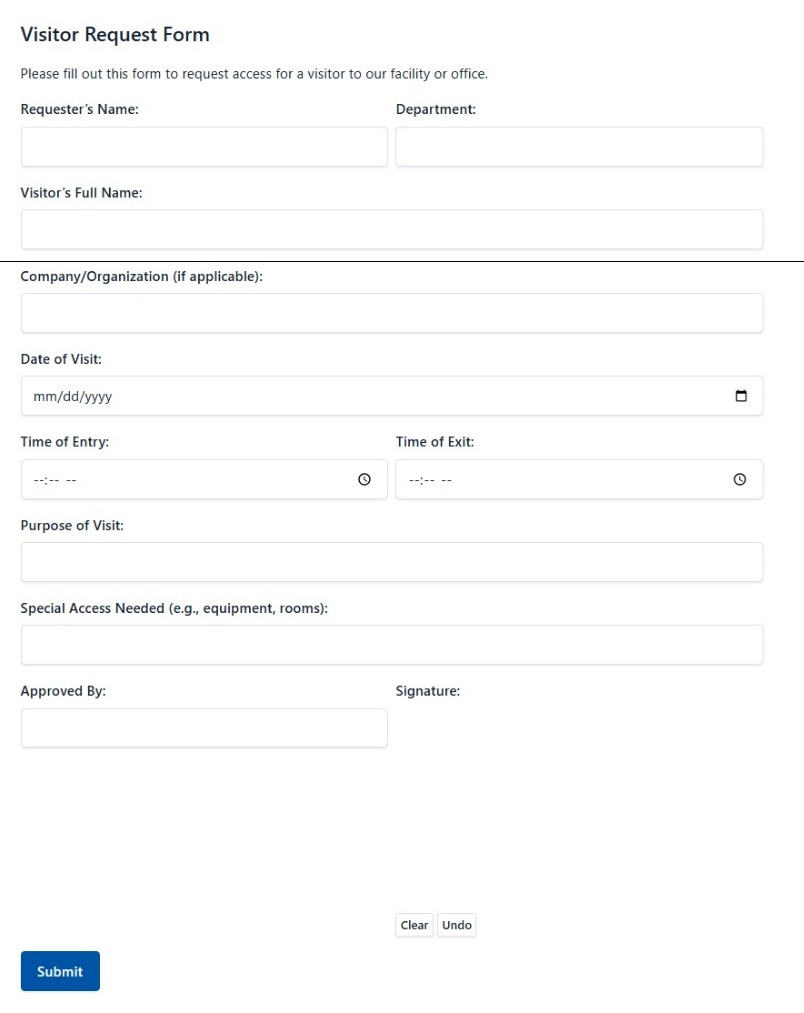 Visitor Request Form