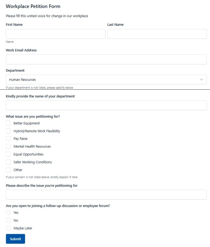 Workplace Petition Form